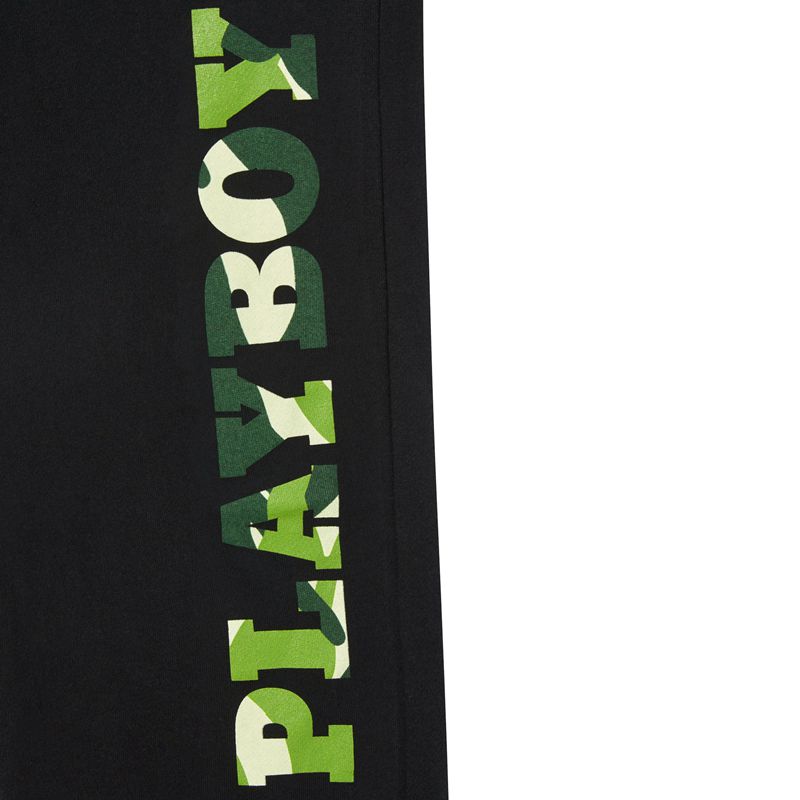 Black / Green Playboy Hare Green Camo Men's Sweatpants | 14DRNFQOC