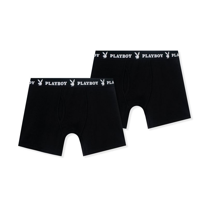 Black Playboy 2-Pack Boxer Briefs Men's Underwear | 56TJDSEVH