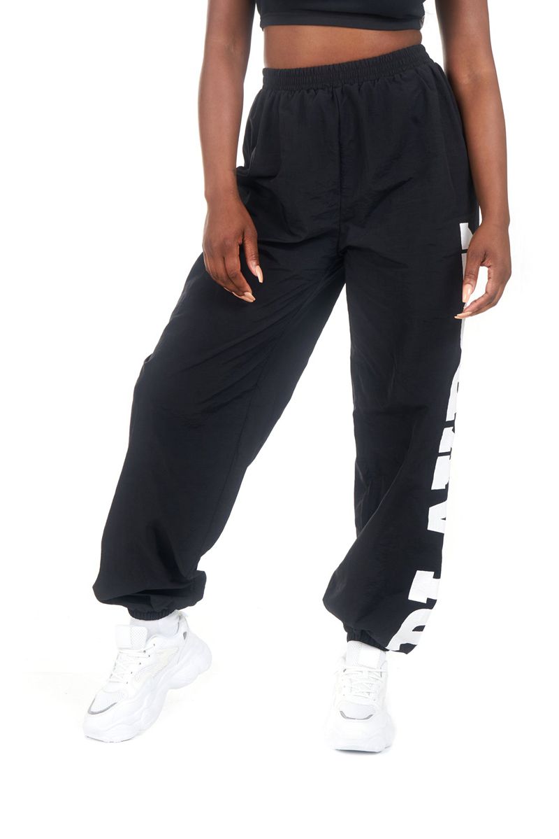 Black Playboy Active Nylon Joggers Women's Pants | 34DYAGROM