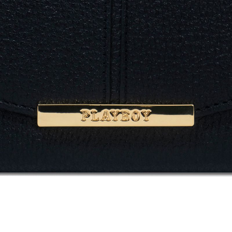 Black Playboy Leather Trifold Wallet Women's Handbags | 69RUMVXEF