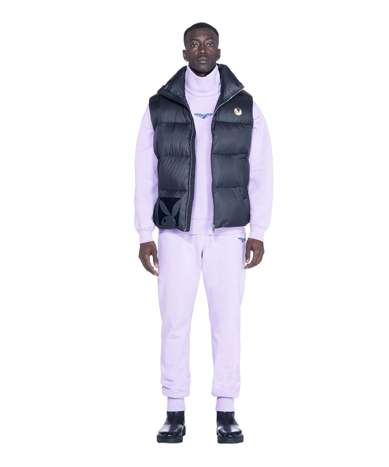 Black Playboy N950pb Puffer Vest Men's Jackets | 97AMTSVQX