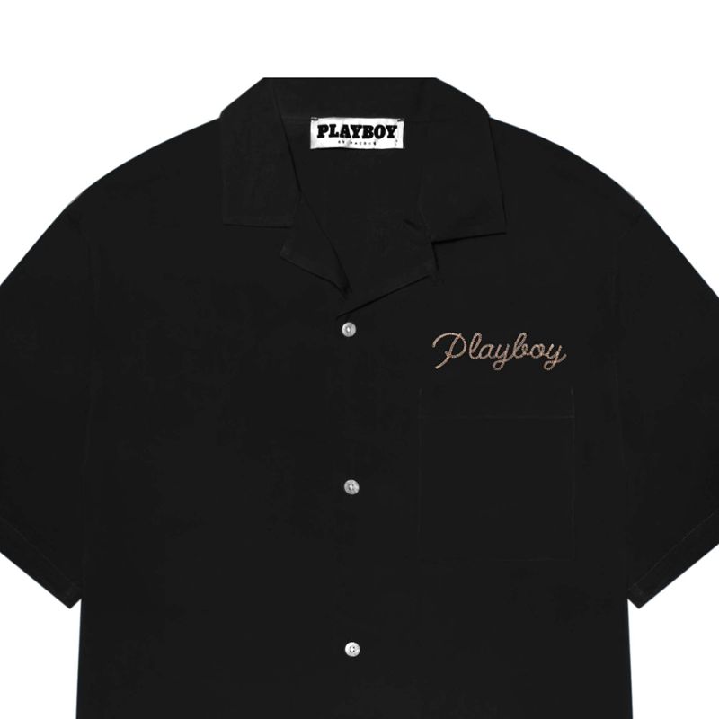 Black Playboy Wild Bill Camp Men's Shirts | 74JCLFTWP