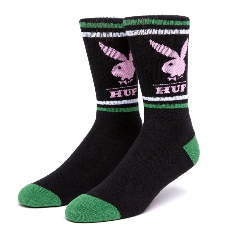 Black Playboy X Huf Rabbit Head Crew Men's Socks | 83LDAXUTP