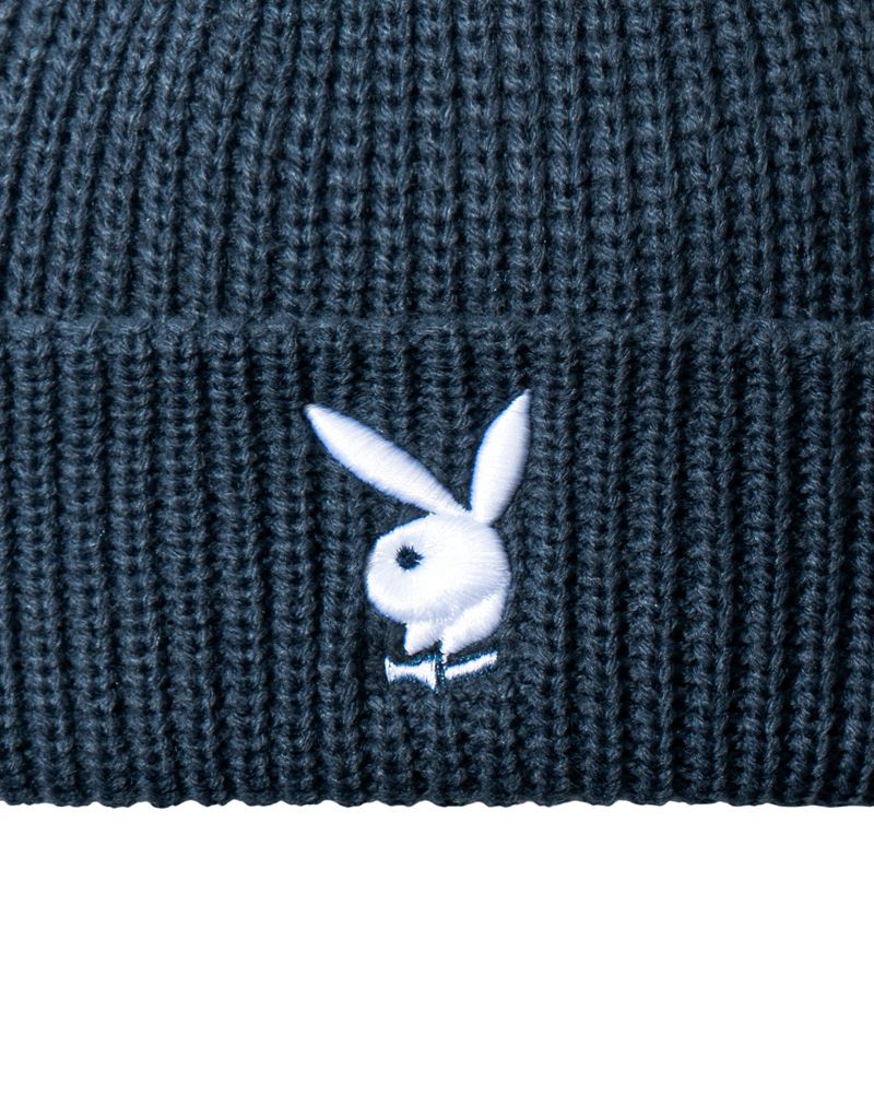 Black / White Playboy Rabbit Head Knit Beanie Women's Hats | 20NARIJWD