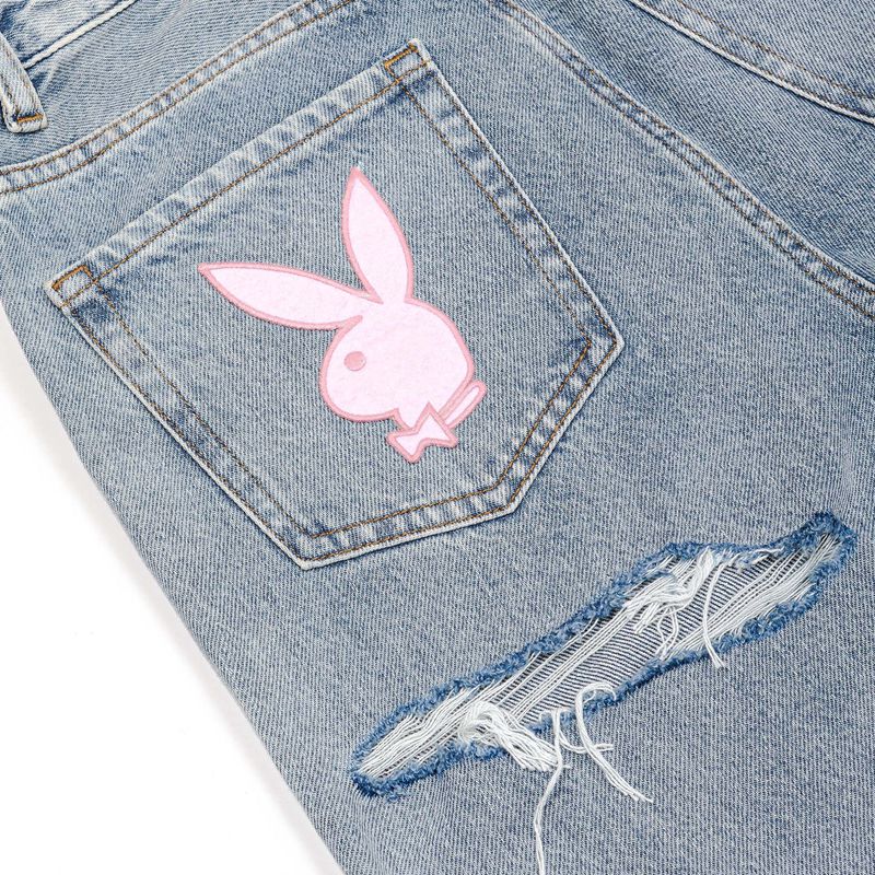 Blue Playboy 90s Ripped Boyfriend Women's Jeans | 40PBMETIZ