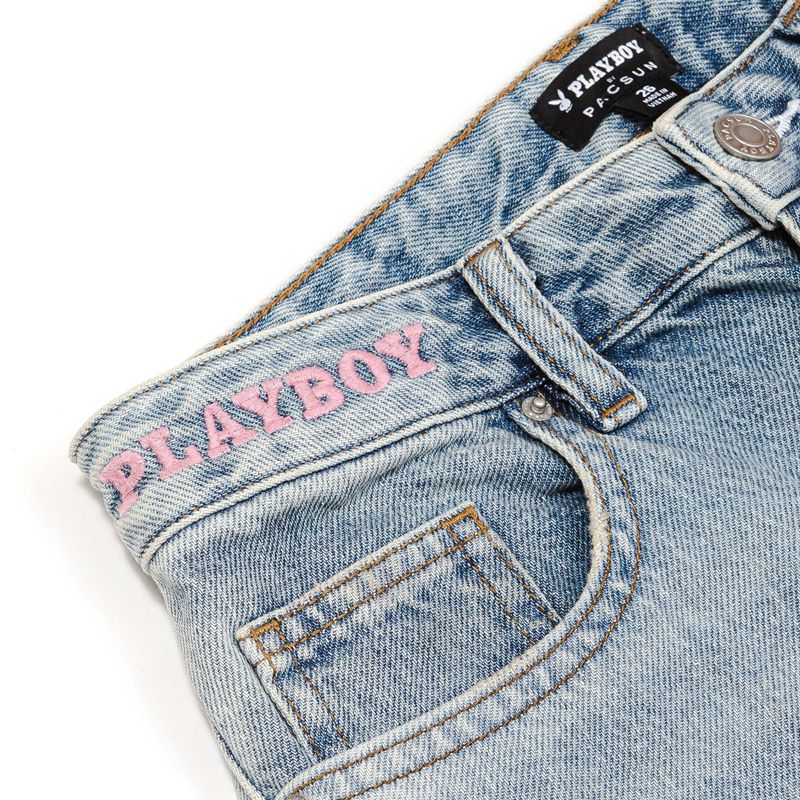 Blue Playboy 90s Ripped Boyfriend Women's Jeans | 40PBMETIZ