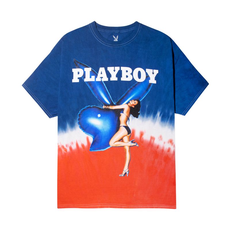 Blue / White / Red Playboy July 1977 Cover Tie Dye Men's Shirts | 20XLEVSRG