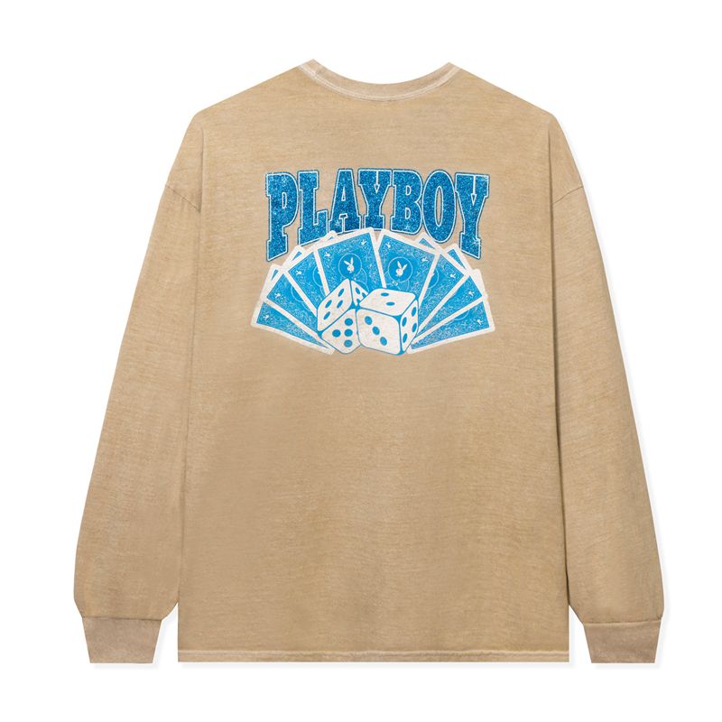 Brown Playboy Casino Long Sleeve Men\'s Shirts | 83AODPEZF