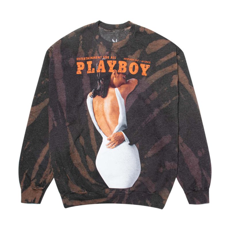 Brown Playboy November 1967 Tie Dye Crewneck Men's Hoodie | 38YFLVJBU