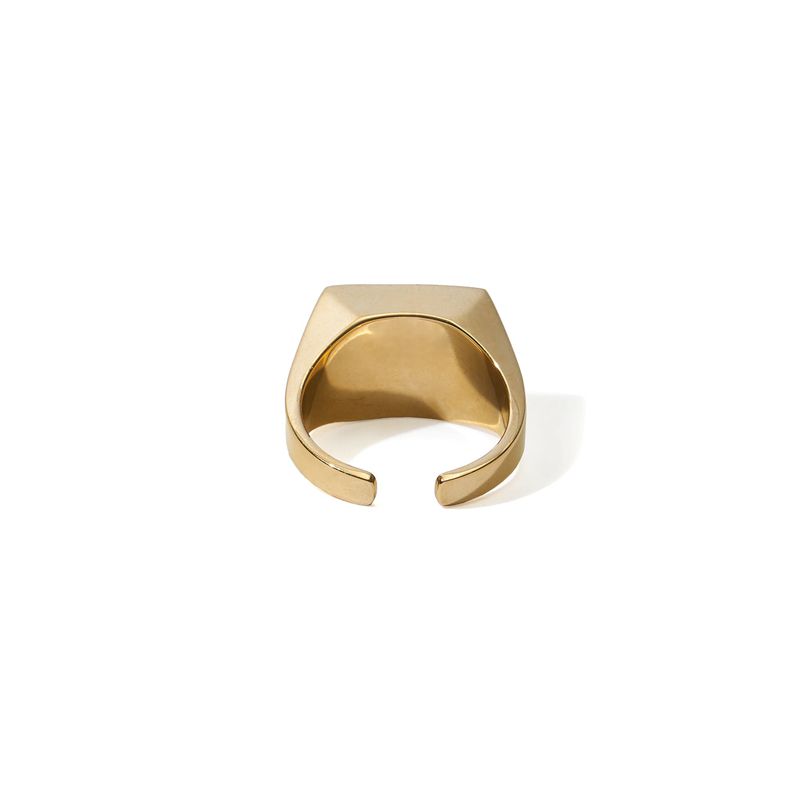 Gold Playboy Rabbit Head Signet Member's Ring Men's Jewelry | 80FXYMZJG