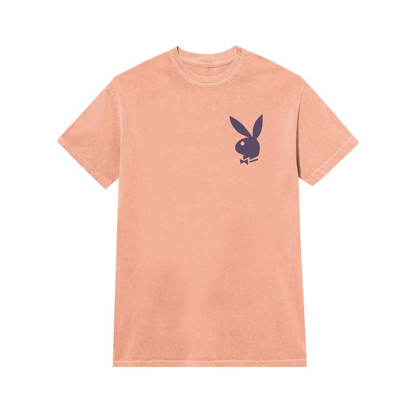 Pink / Purple Playboy Peach Graphic Men's Shirts | 75RWSBIVX