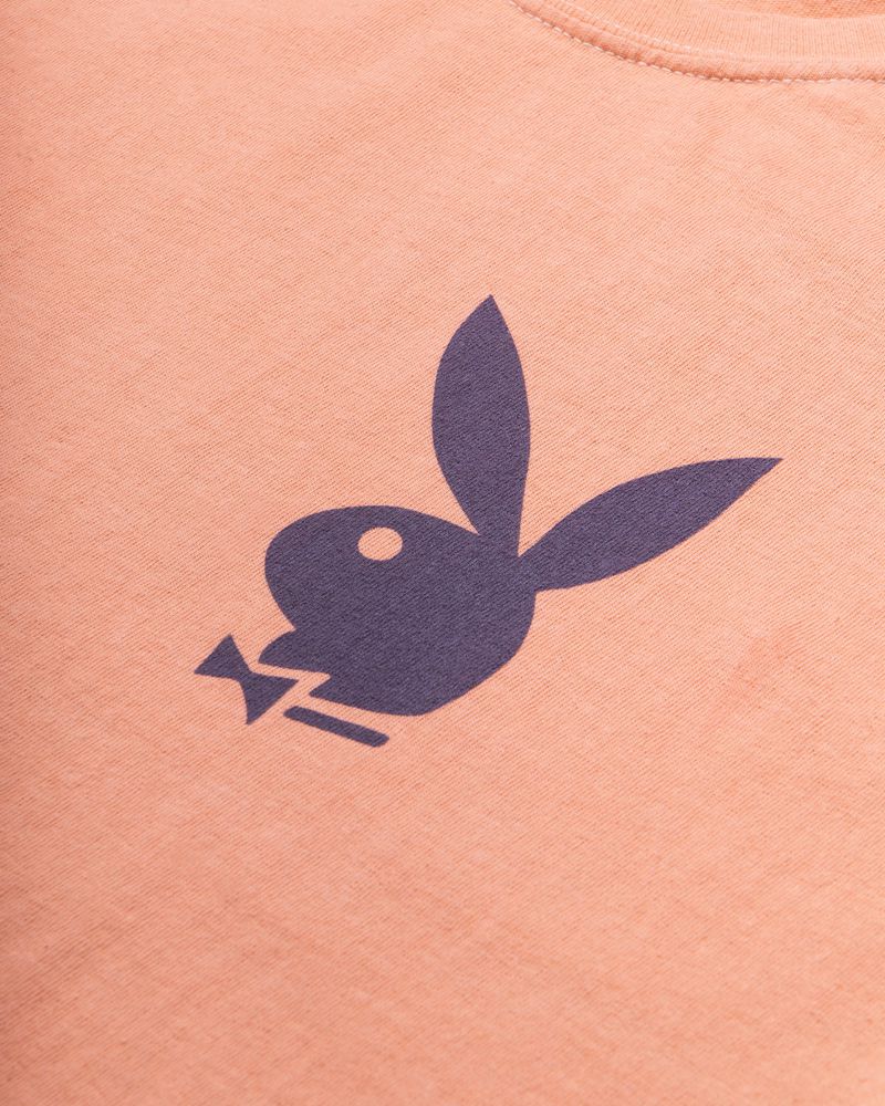 Pink / Purple Playboy Peach Graphic Men's Shirts | 75RWSBIVX