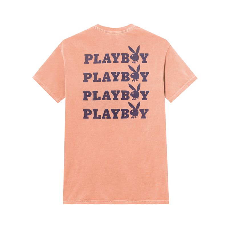 Pink / Purple Playboy Peach Graphic Men\'s Shirts | 75RWSBIVX