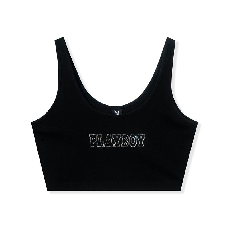 Purple Playboy Bedazzled Masthead Women's Tank Tops | 96PDVYGRQ