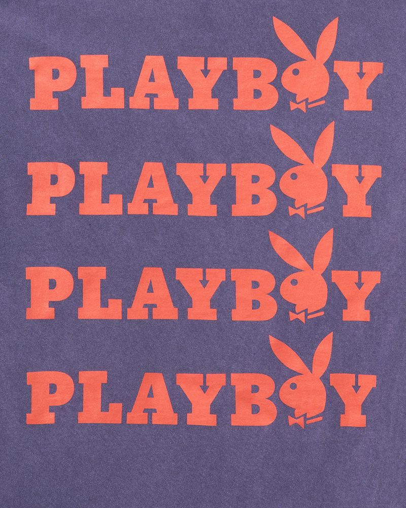 Purple Playboy Purple Graphic Men's Shirts | 01OFIXDAU