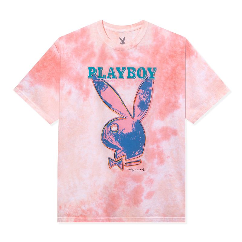 Red Playboy January 1986 Andy Warhol Cover Tie Dye Men's Shirts | 24XDPOJQR