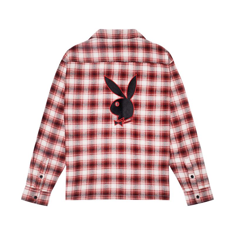 Red Playboy State Line Flannel Men's Shirts | 51YSDFGAU