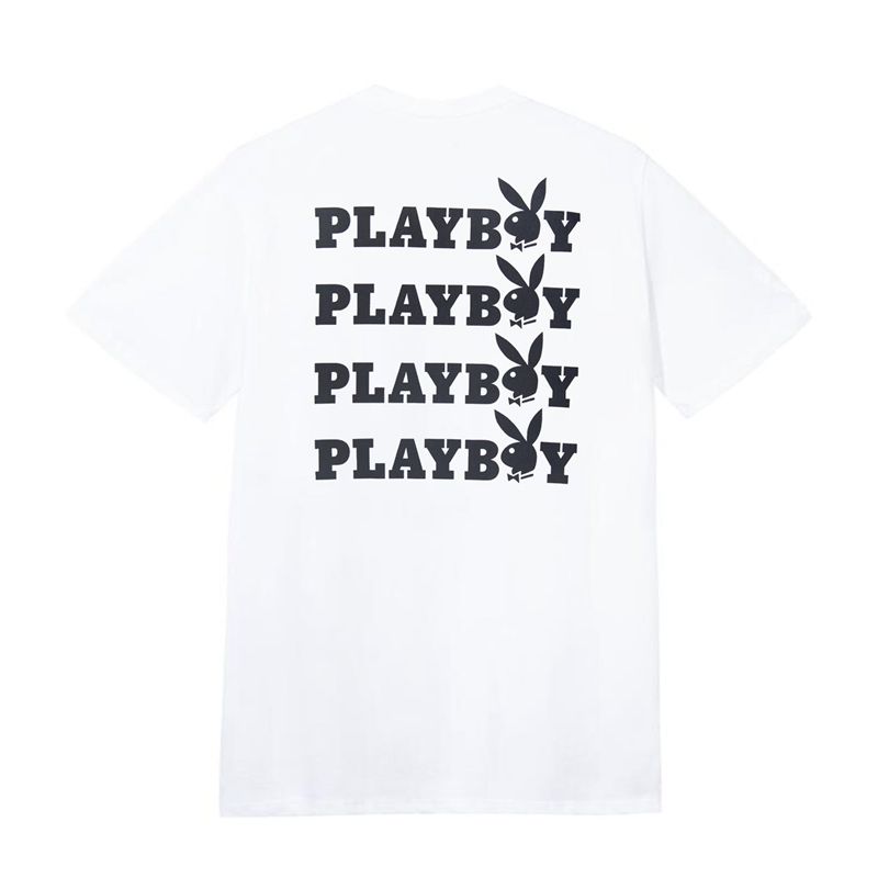 White / Black Playboy Masthead & Rabbit Head Men's Shirts | 68CLFZRDO