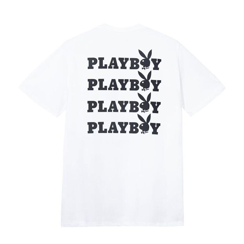 White / Black Playboy Masthead & Rabbit Head Men\'s Shirts | 68CLFZRDO