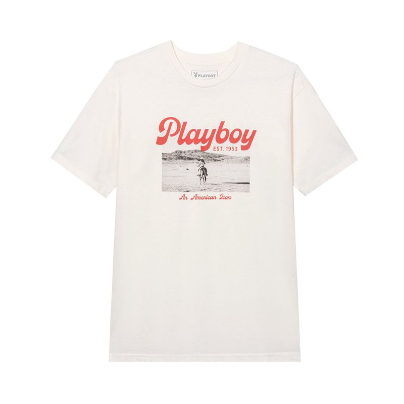 White Playboy Desperado American Icon Men's Shirts | 97ZCLSJNV