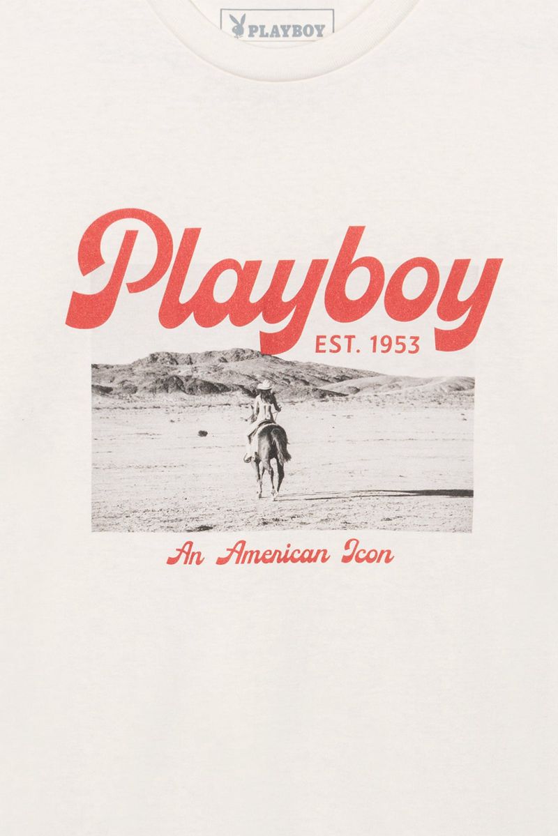 White Playboy Desperado American Icon Men's Shirts | 97ZCLSJNV