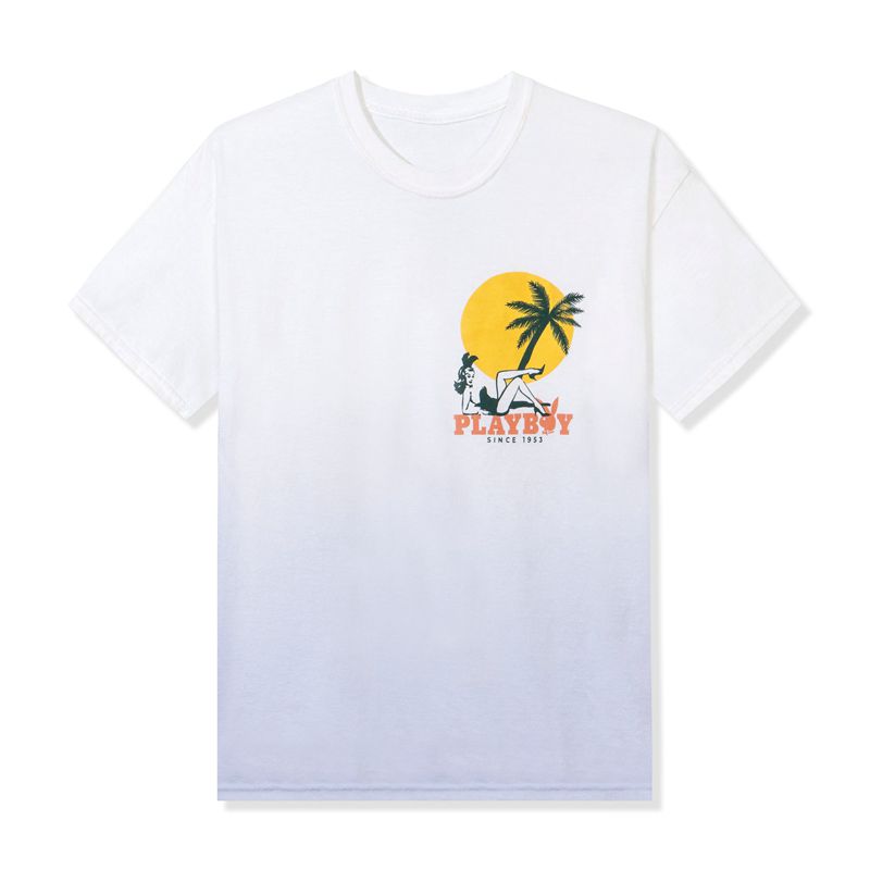 White Playboy Ombre Crest Men's Shirts | 92EBNYWJV