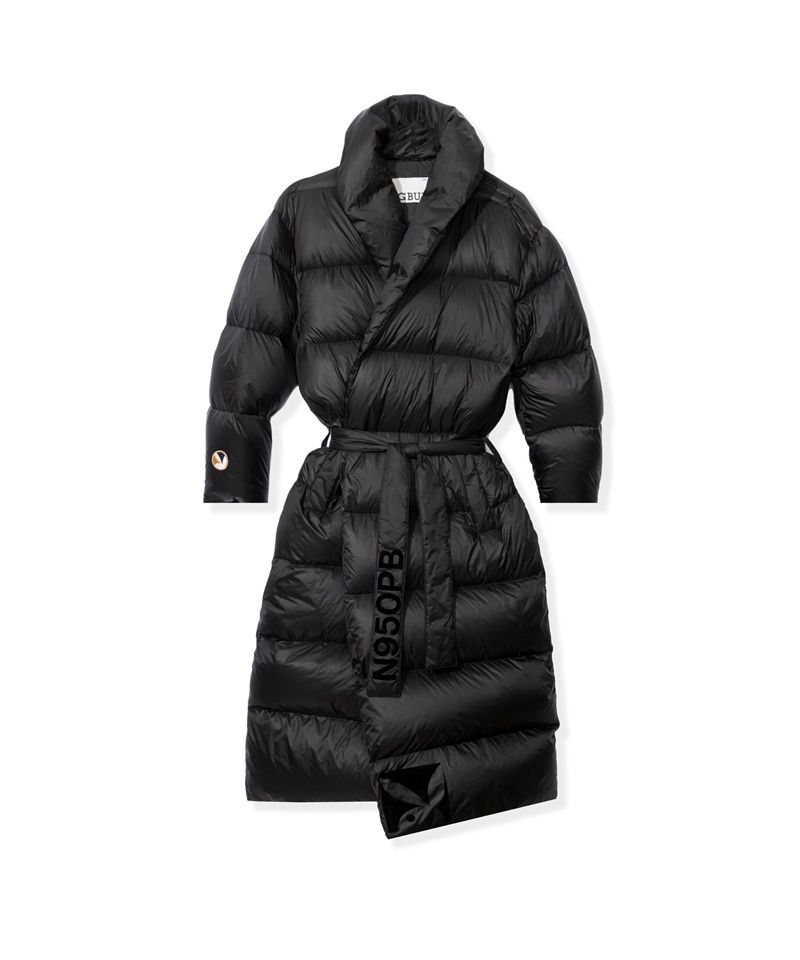 Black Playboy Belted Long Puffer Women's Jackets | 32HUWXSNE