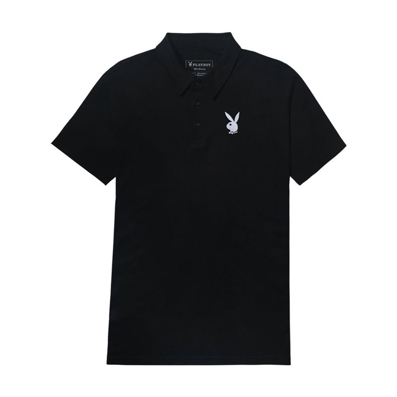 Black Playboy Classic Rabbit Head Polo Men's Shirts | 70IAFHNKD