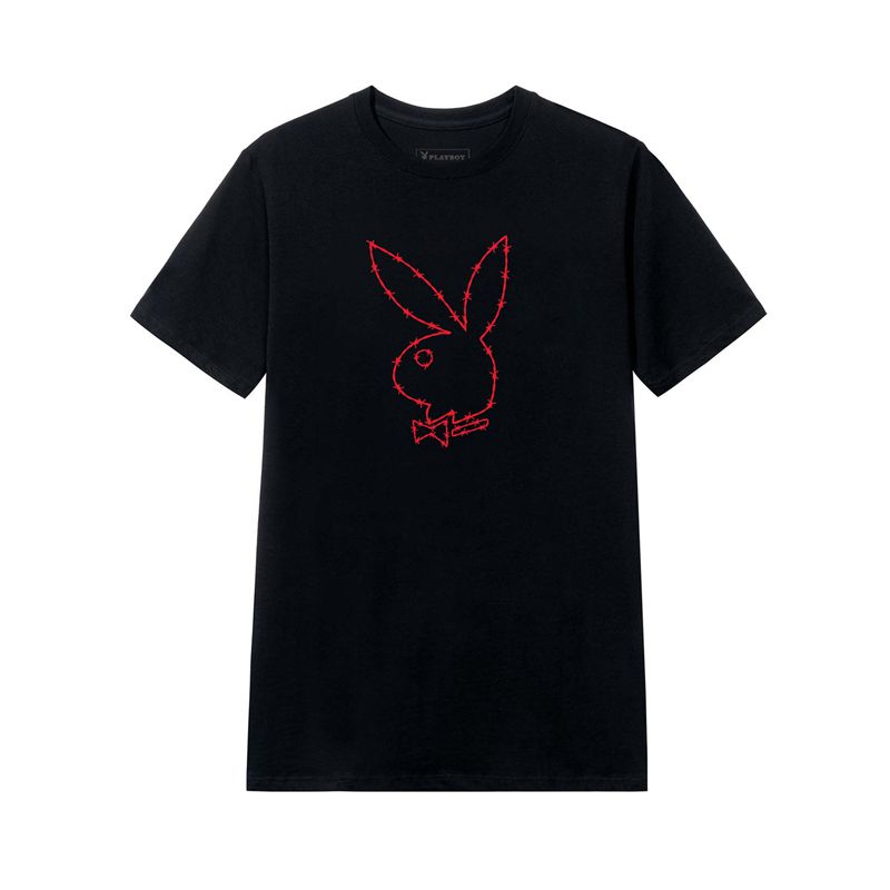 Black Playboy Tough Love Rabbit Head Men's Shirts | 18REIJUWY