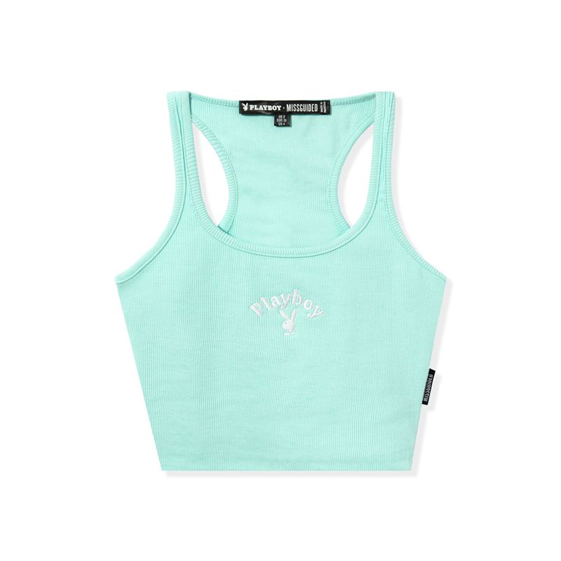 Blue Playboy Classic Racer Women's Tank Tops | 39YANFDQL