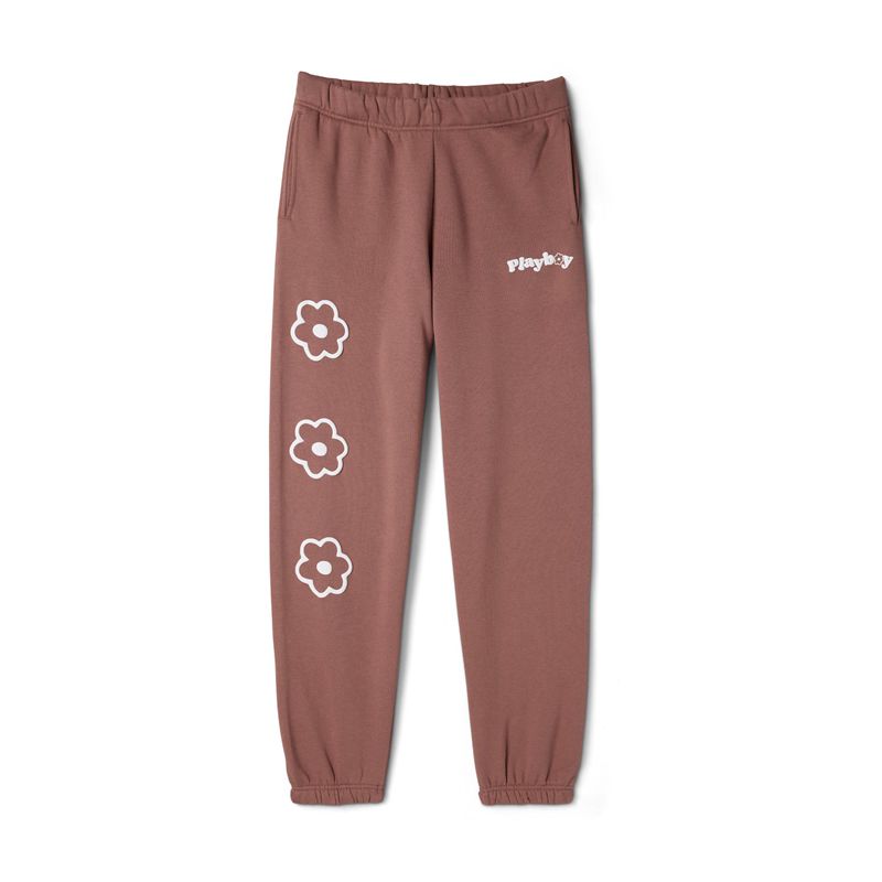 Brown Playboy Flower Camp Classic Sweats Women's Pants | 40SMCOFHX