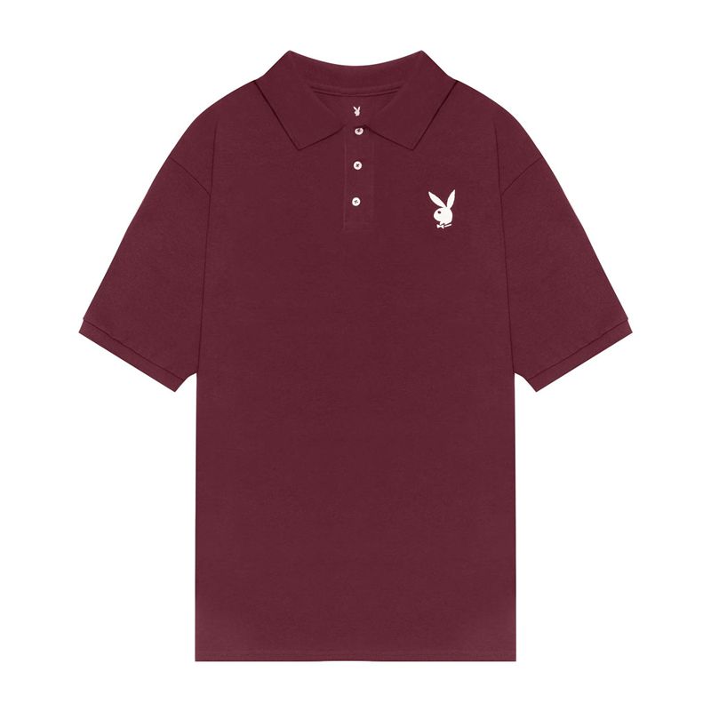 Burgundy Playboy Performance Rabbit Head Polo Men's Shirts | 84CEMYGOW