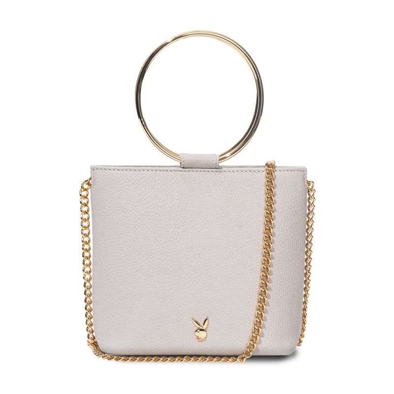 Cream Playboy Leather Ring Clutch Women's Handbags | 59WFSNBRZ