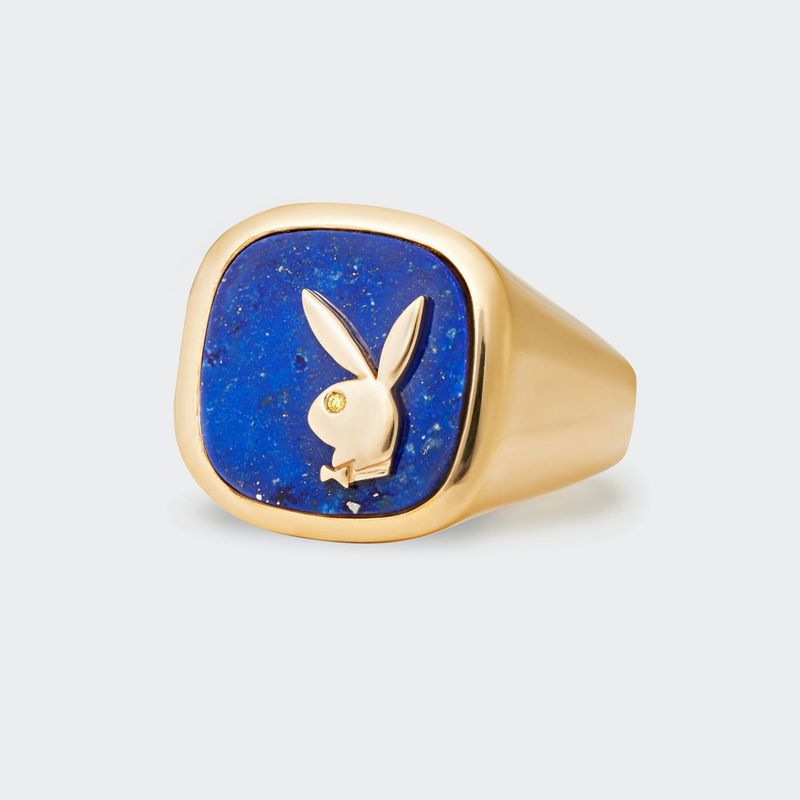 Gold / Blue Playboy Lapis Membership Ring 1 Men's Jewelry | 65HNTGDXK