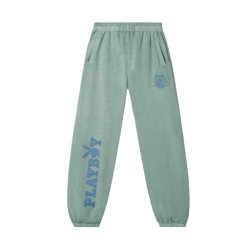 Green / Blue Playboy Sun Washed Plby Sweat Women's Pants | 98QHOUDJW