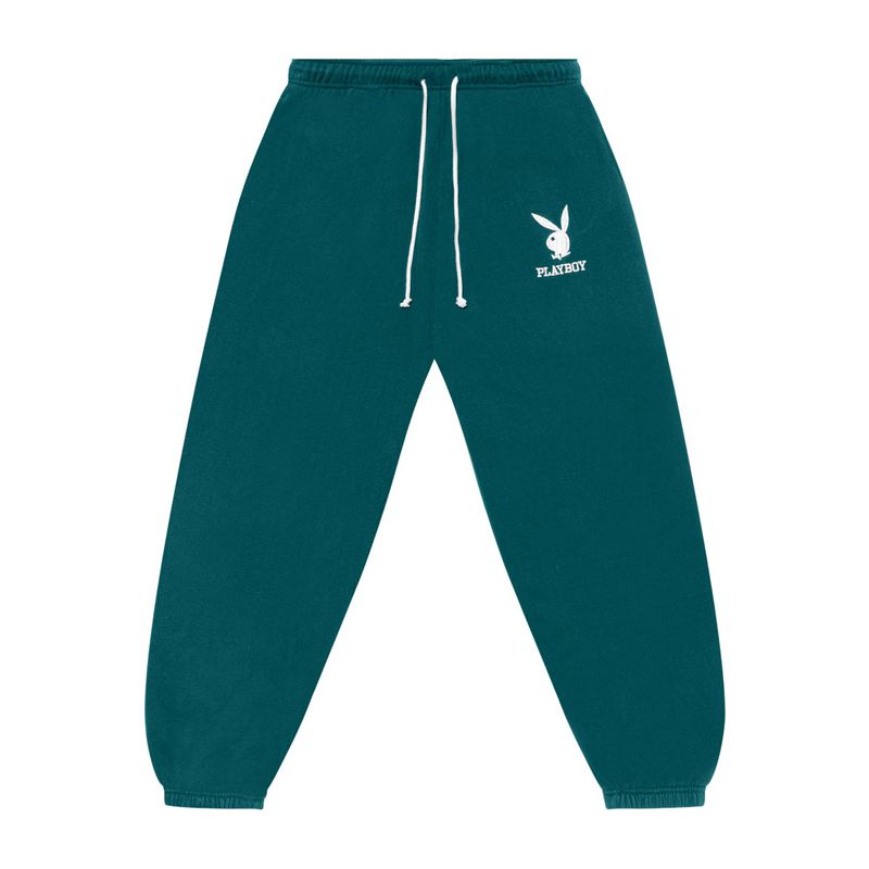 Green Playboy Graduate Sweats Women's Pants | 69FHNOZLS