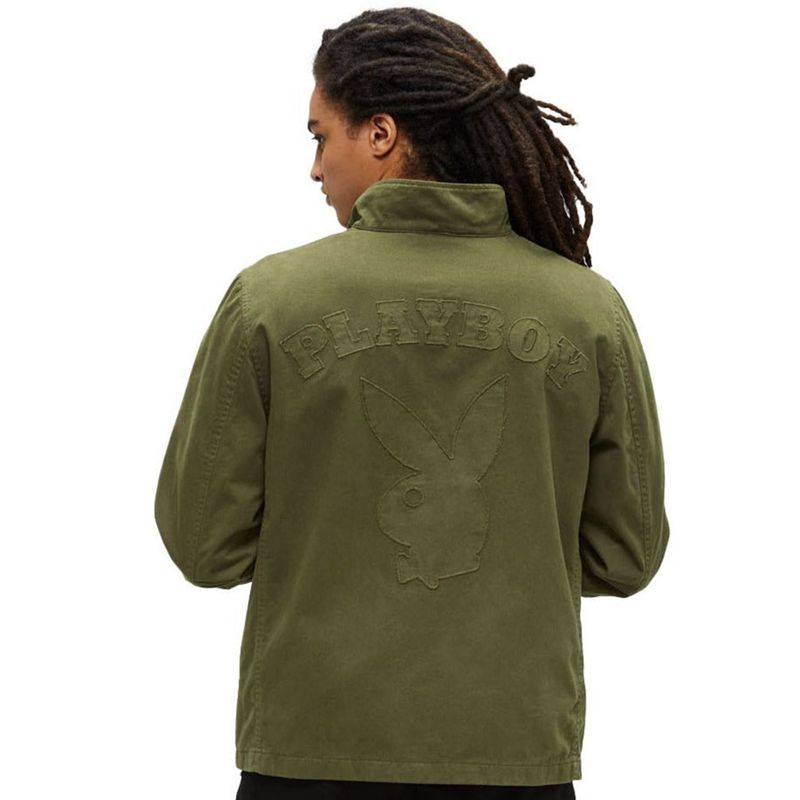 Green Playboy X Alpha Industries Field Jacket Men's Jackets | 37SPATNQK