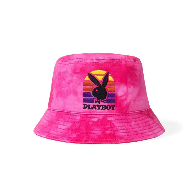 Purple Playboy Sunset Tie Dye Bucket Women's Hats | 40IYFZBWV