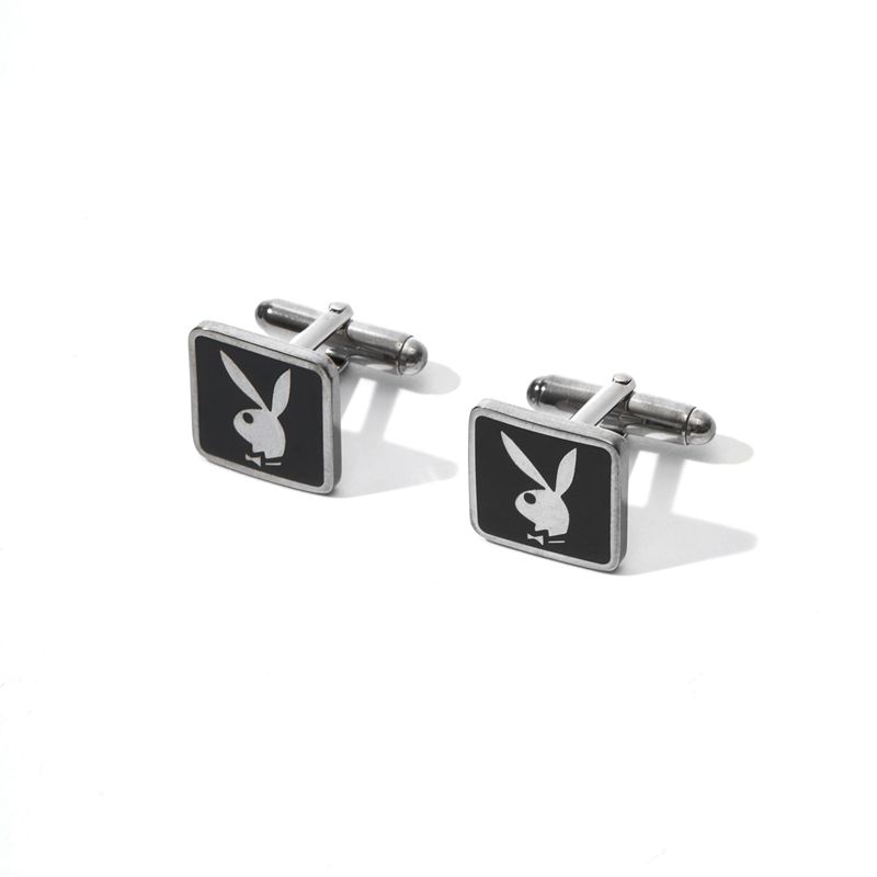 Silver Playboy Rabbit Head Cufflinks Men's Jewelry | 85RZKAHUS