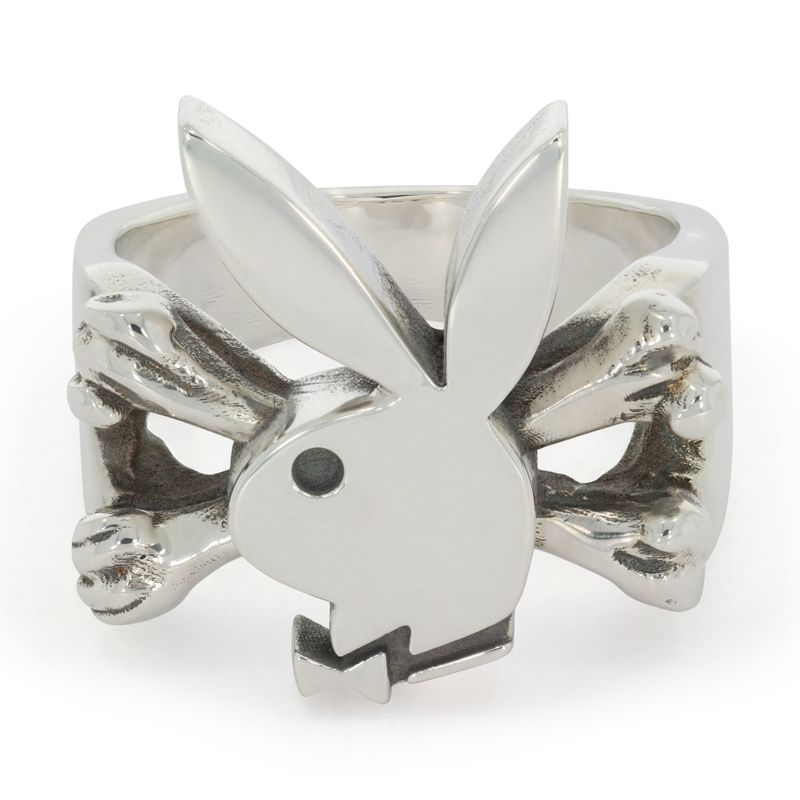 Silver Playboy X The Great Frog Bunny And Crossbones Ring Men's Jewelry | 36UYTVNXS