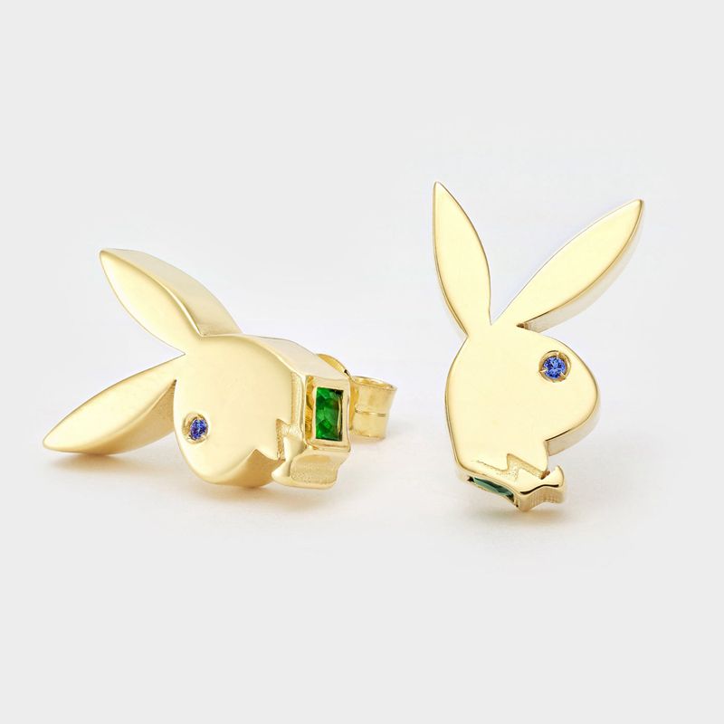 Turquoise Playboy Fancy Bunny Earring Studs Men's Jewelry | 35PRVUEAW