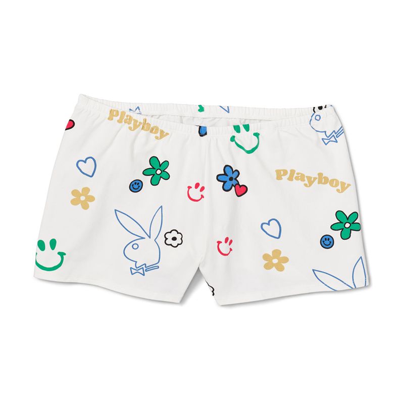 White / Multicolor Playboy Easys Women's Shorts | 39QWHPGKO