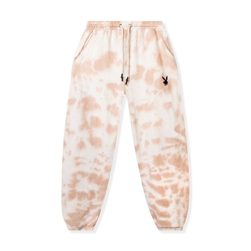 White / Orange Playboy Tie Dye Oversized Joggers Women's Pants | 13WKRJYVZ