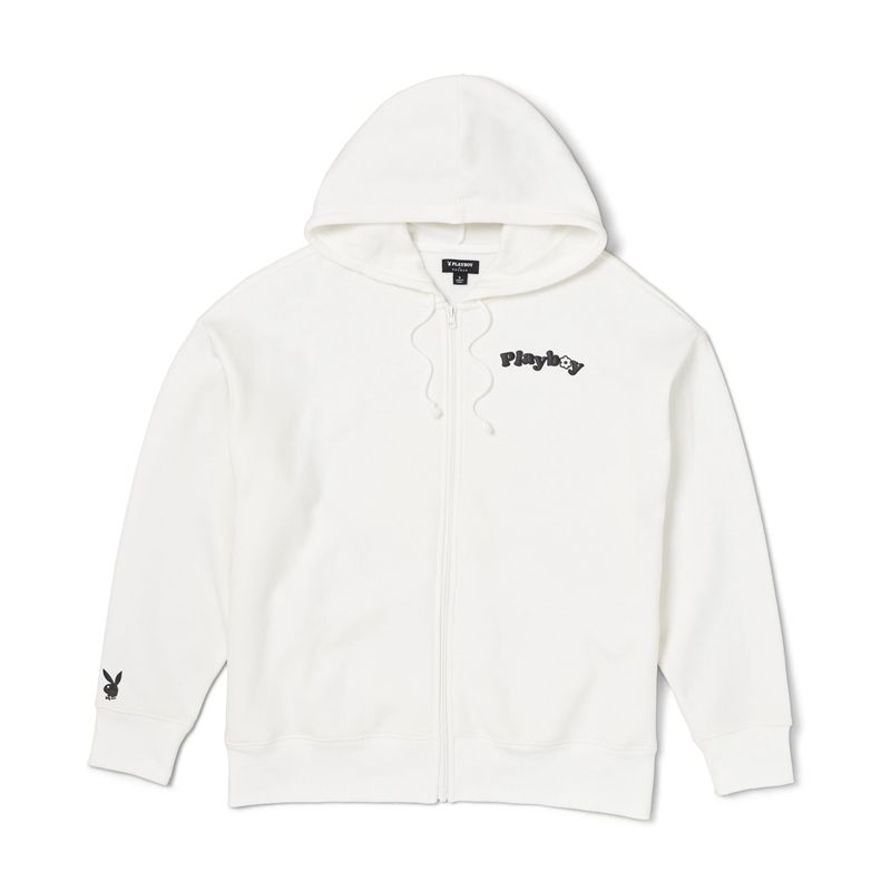 White Playboy Camper Oversized Women's Hoodie | 24SPQLXNT