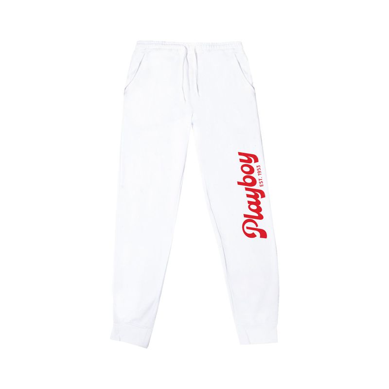 White Playboy Desperado American Icon Jogger Men's Sweatpants | 29WDFBLRT