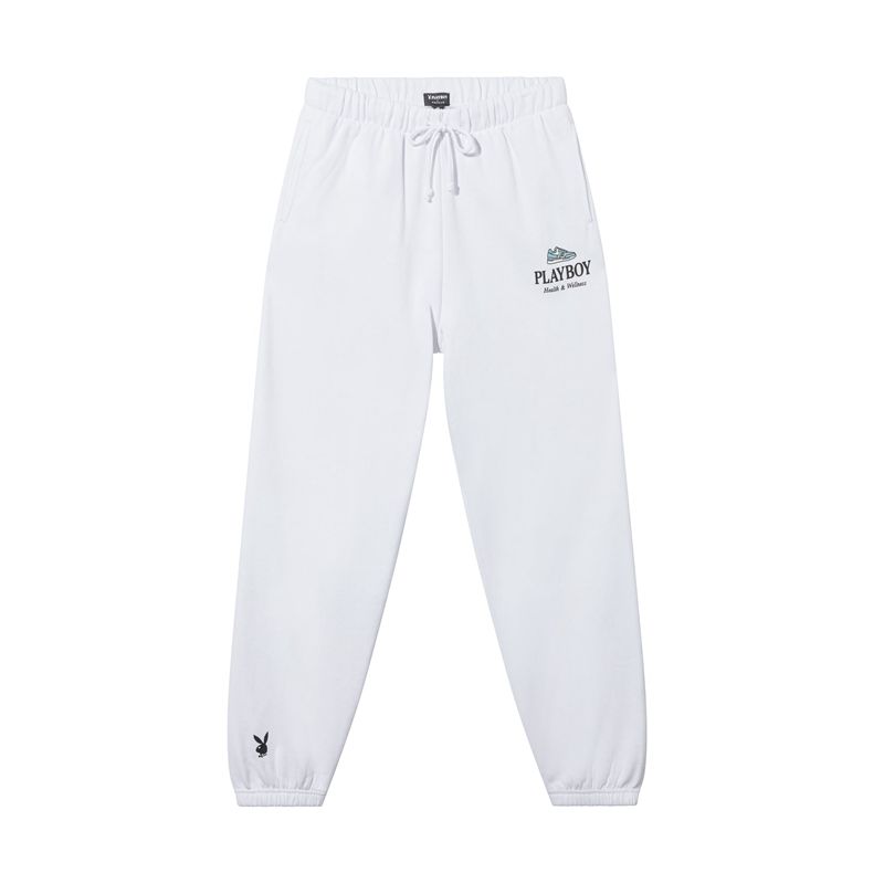 White Playboy Oversized Sweats Women's Pants | 34VMHJNWO